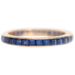 2.00 Carat, Total Weight Sapphire 18 Karat Yellow Gold Wedding Band