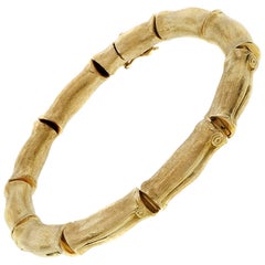 1960s Bamboo Textured Gold Link Bracelet