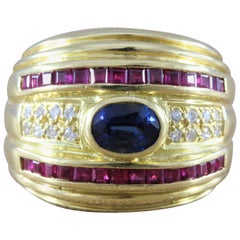 Sapphire Ruby Diamond Gold Ring