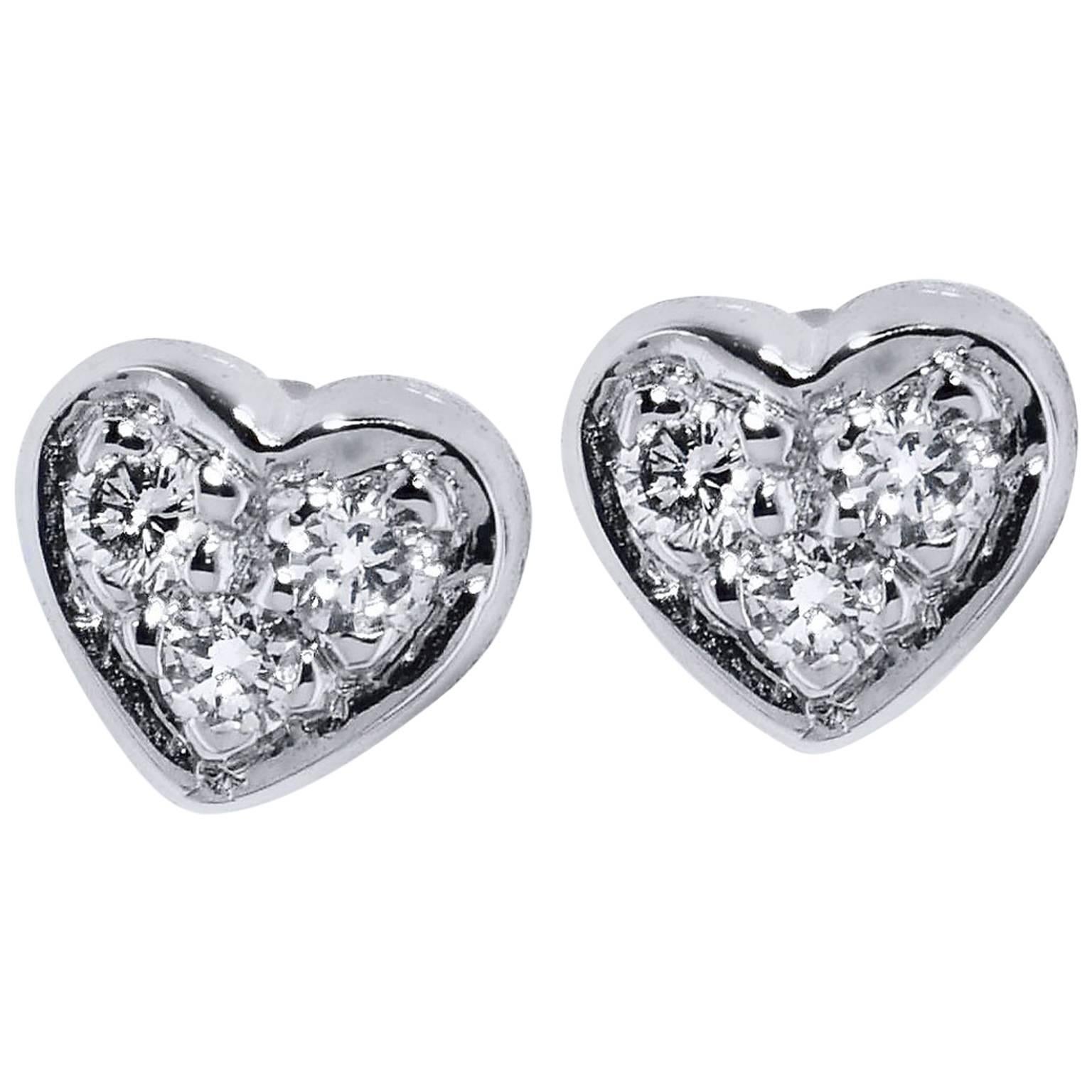 H & H 0.05 Carat Diamond Heart Stud Earrings