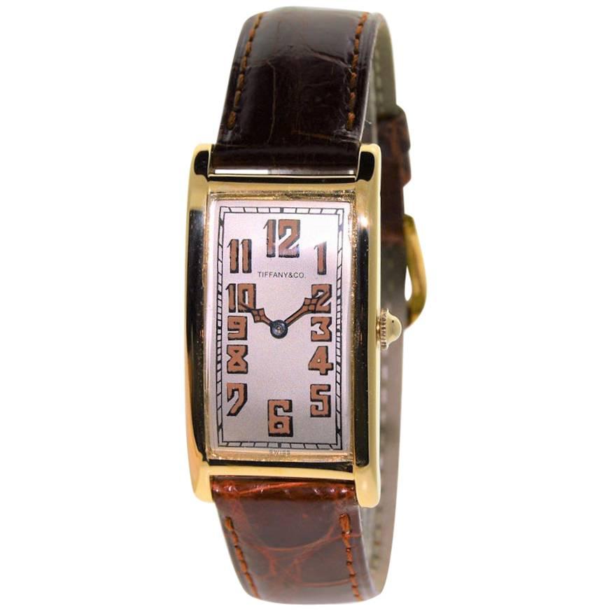 Tiffany & Co. 18Kt. Yellow Gold Art Deco International Watch Co. Rectangle Watch