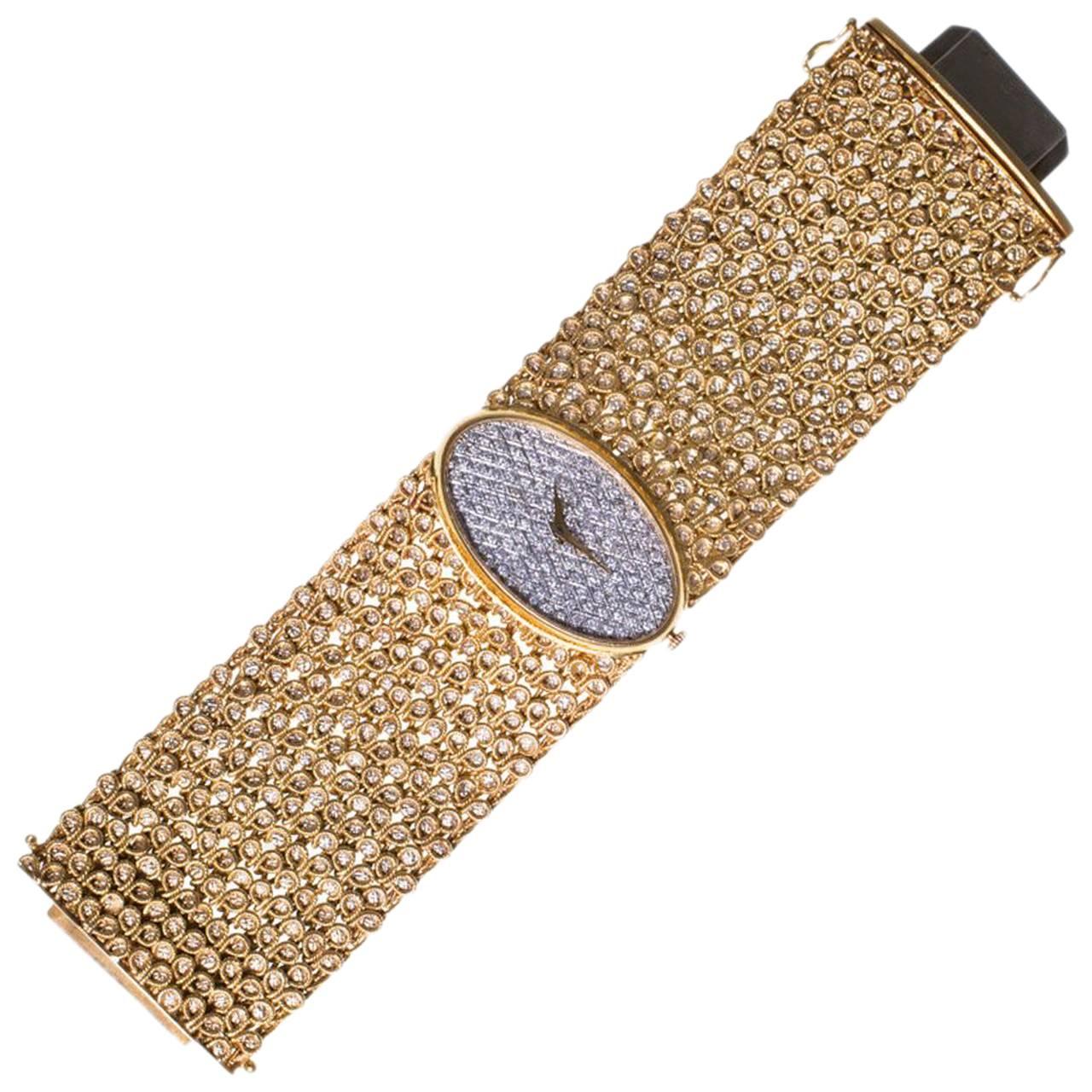 Chopard 1970s Diamond and Yellow Gold Bracelet Wristwatch