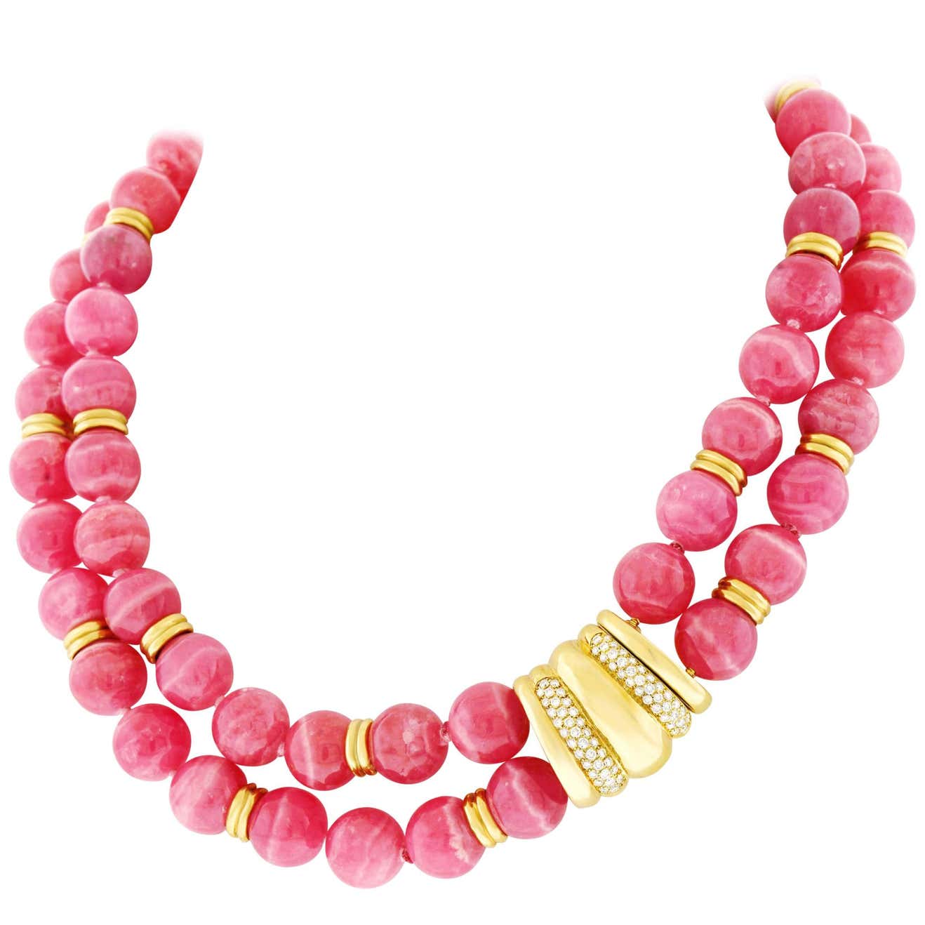 Rhodochrosite gold charm necklace Clearance