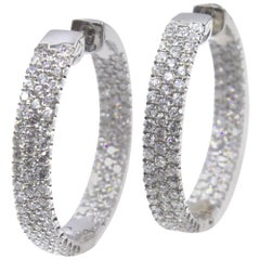 Modern 5.50 Carat Diamond In and Out Hoop White Gold Earrings