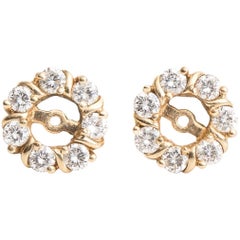 Retro Diamond and 14 Karat Yellow Gold Earring Jackets