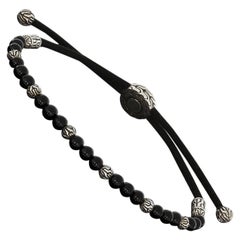 John Hardy Black Onyx and Silver Beaded Classic Chain Cord Bracelet