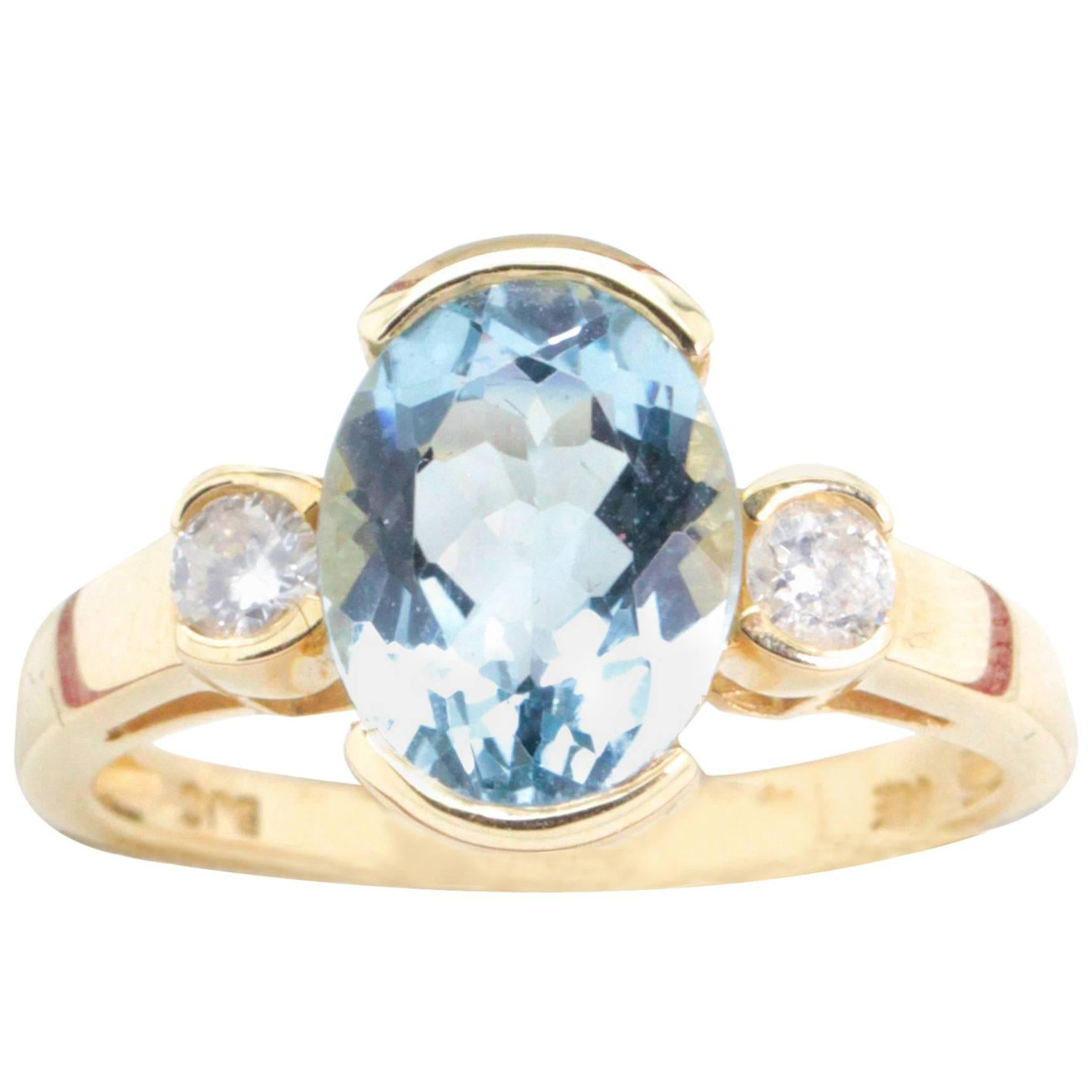 Aquamarine Diamond Engagement or Cocktail Ring For Sale