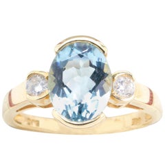 Aquamarine Diamond Engagement or Cocktail Ring