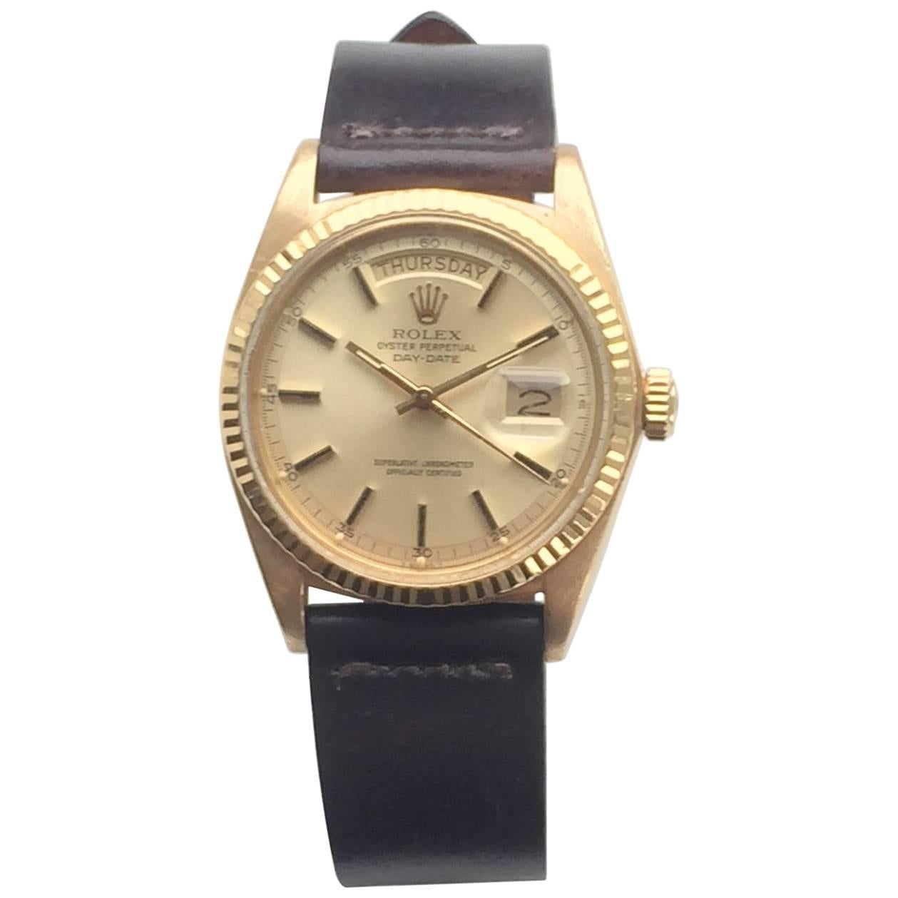 Rolex Yellow Gold Day Date Champagne Dial Automatic Wristwatch