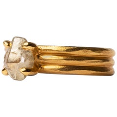 1.80 Carat Rough Green Diamond Triple Gold Cocktail Ring 1.80 Carat Rough Green Diamond Triple Gold Cocktail Ring