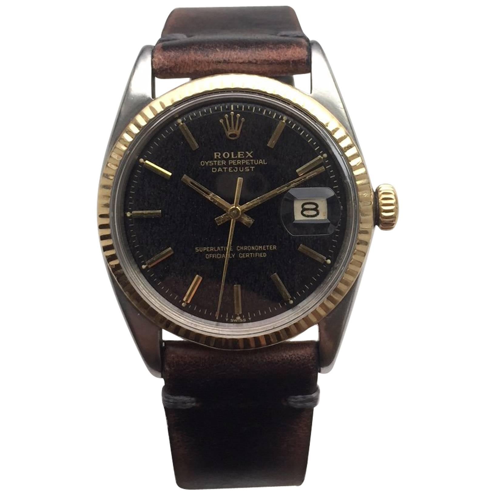 Rolex Vintage Steel and Gold Oyster Perpetual Datejust Watch, 1960s For Sale