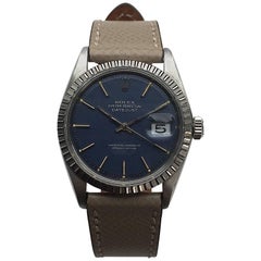 Rolex Stainless Steel Blue Dial Oyster Perpetual Datejust Wristwatch, 1970