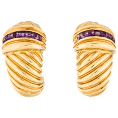 Retro Yurman Amethyst Gold Shrimp Earrings