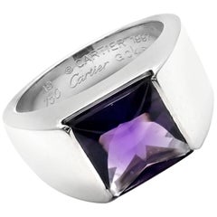 Vintage Cartier Tank Amethyst White Gold Band Ring