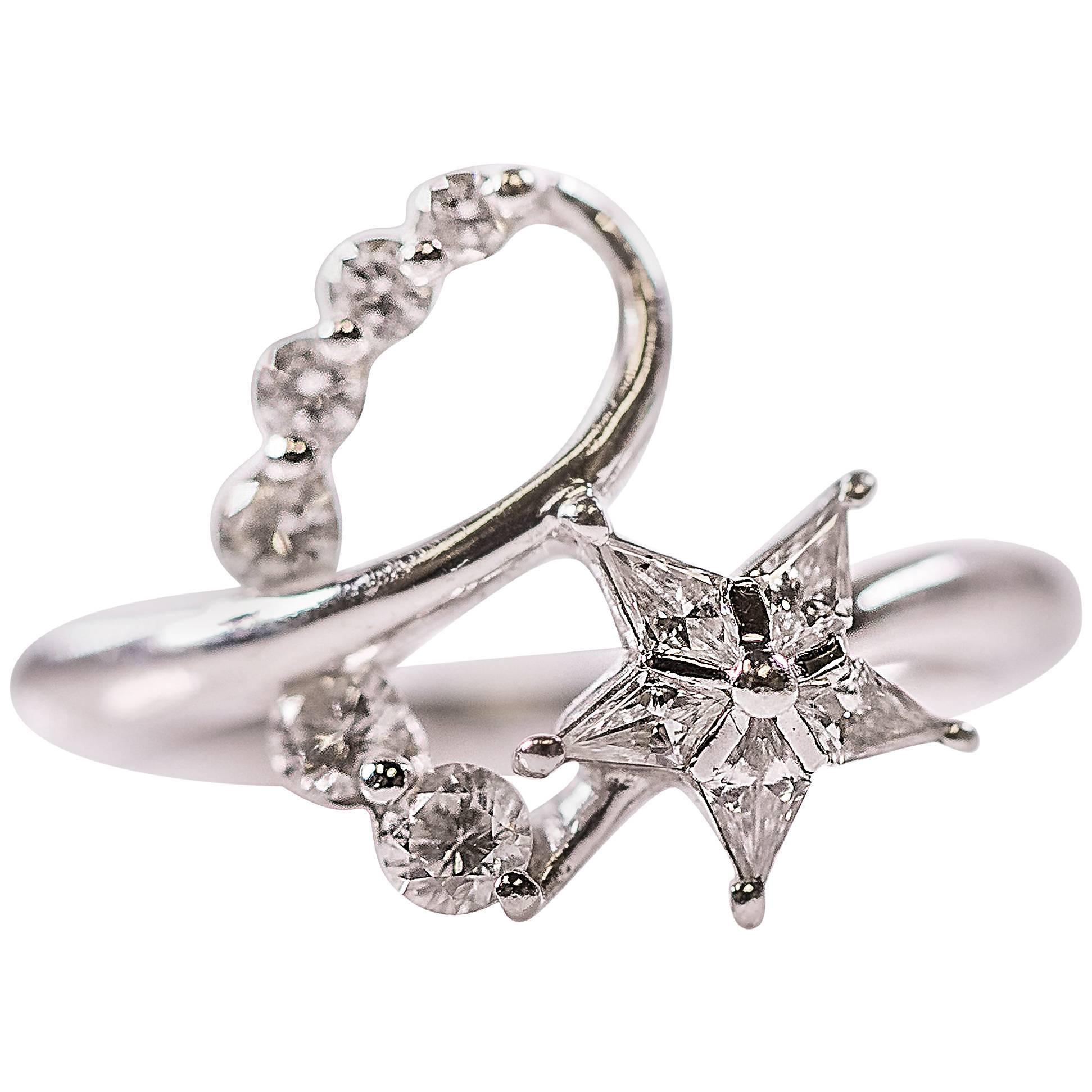 1990s 0.50 Carat Diamond and 18K Gold Shooting Star Cocktail Ring