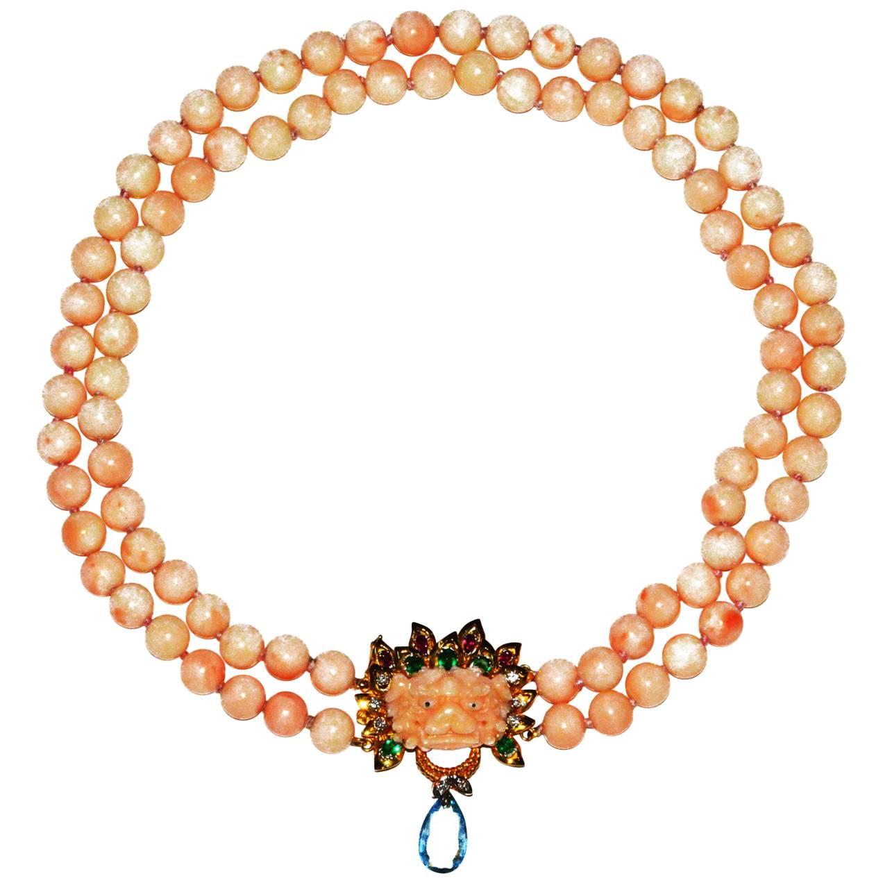Amazing Coral Dragon Head Necklace