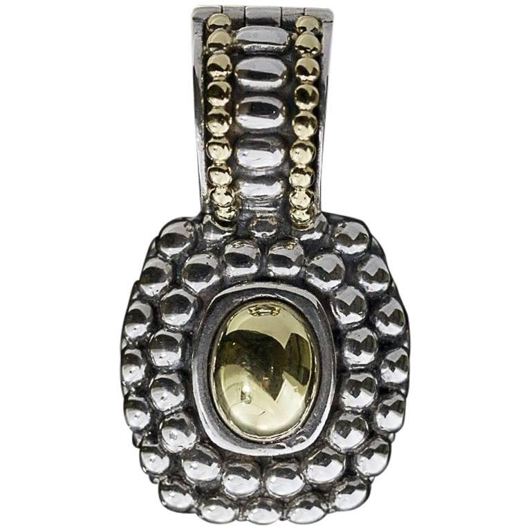 Lagos Caviar Cushion Gold Dome Silver and Gold Enhancer Pendant