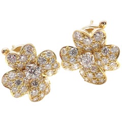 Van Cleef & Arpels Cosmos Diamant Blume Gelbgold Ohrringe
