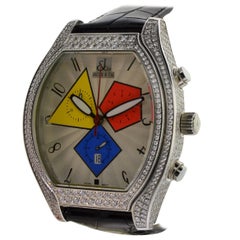 Jacob and Company Stainless Steel Diamond Oversized Tonneau Shaped Watch