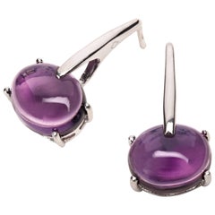 Rhodium Sterling Silver Vermeil Purple Amethyst Quartz Drop Long Earrings