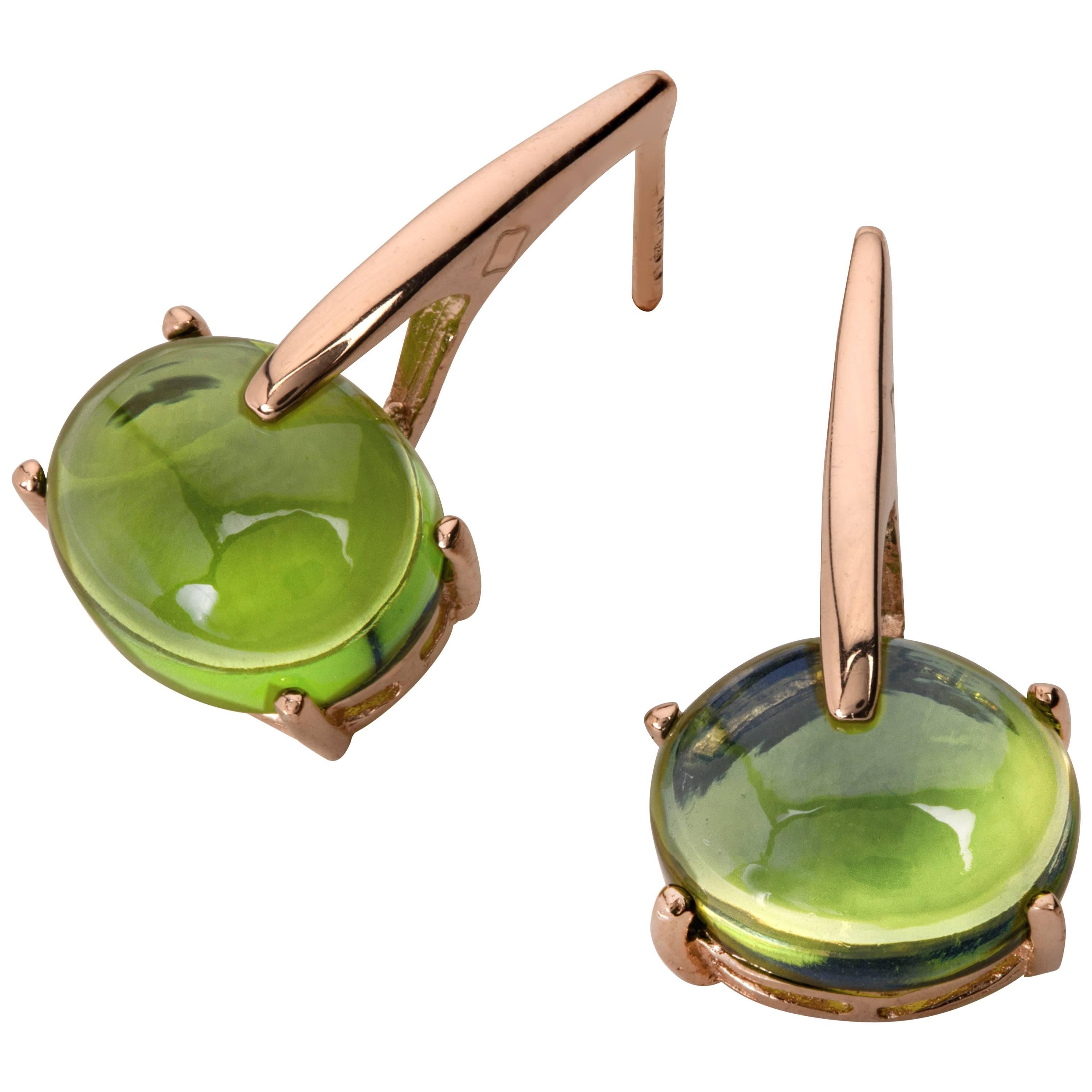 MAVIADA's 18k Gold Green Amethyst Vermeil Quartz, Sardinia Drop Long Earrings