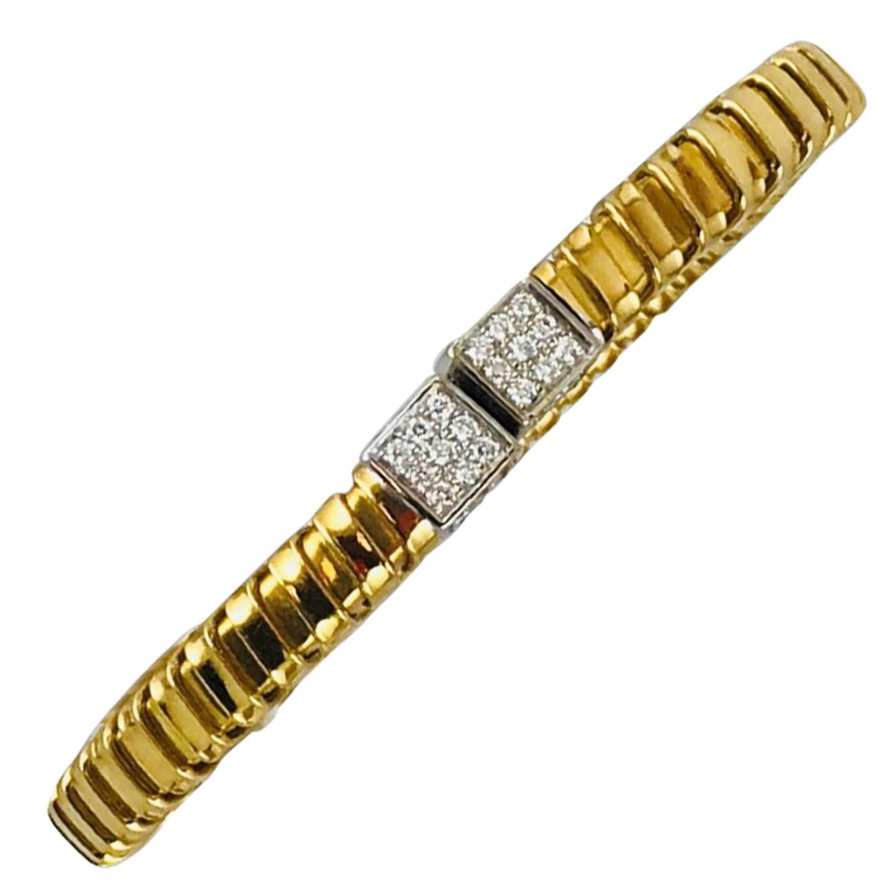 Carlo Weingrill Gold Diamonds Cuff Bracelet For Sale