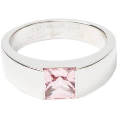 Cartier Ring Tank White 750 Gold and Pink Tourmaline