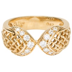 Dior 750 Yellow Gold Paved Diamond Cage Band Ring