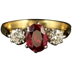 Antique Victorian Ruby Diamond Ring 18 Carat Gold, circa 1900