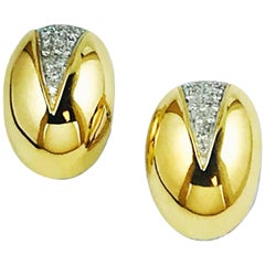 Carlo Weingrill Yellow and White Gold with Diamonds Stud Earrings