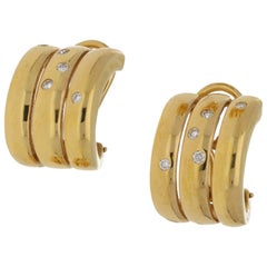 18 Carat Gold Diamond Tri Row Hoop Earrings