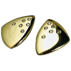 Carlo Weingrill Yellow Gold and Diamonds Stud Earrings