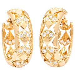 1990s Cartier Paris Diamond Gold Earrings