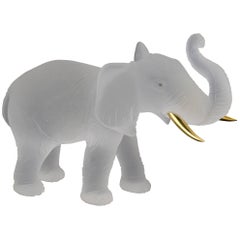 Rockcrystal Elephant with 18 Carat Yellow Gold Tusks