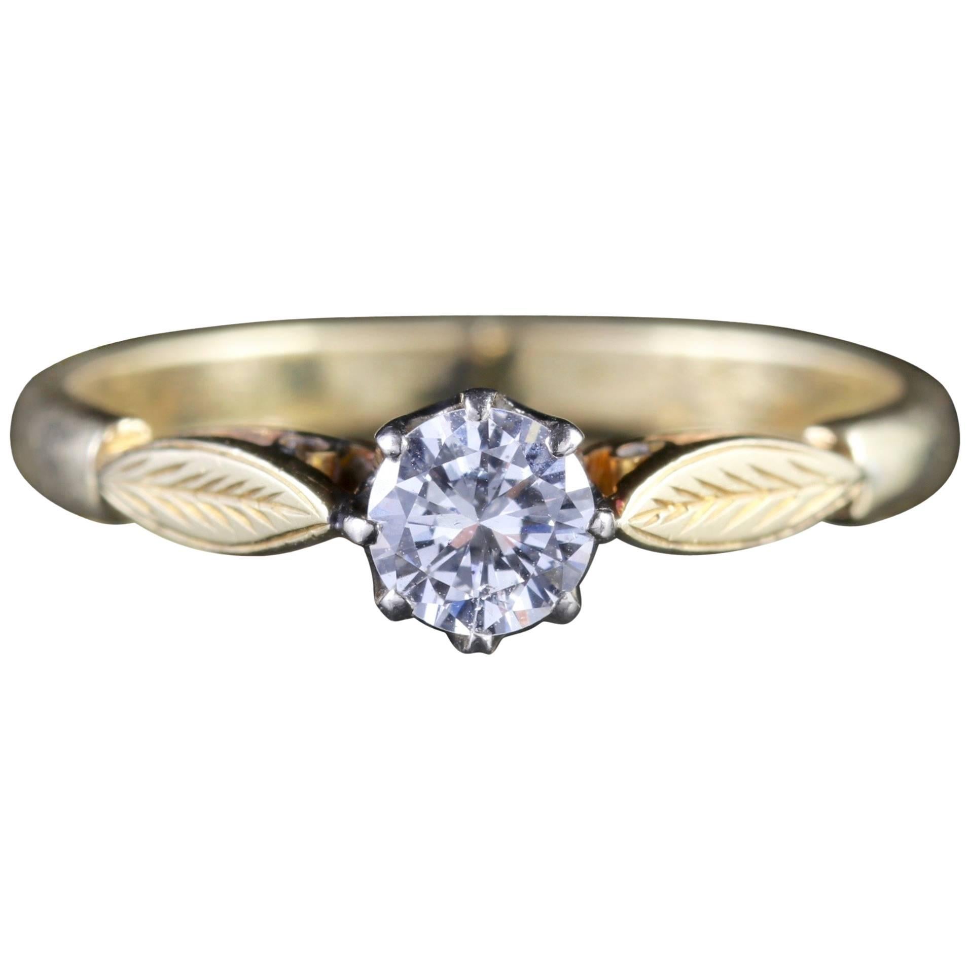 Antique Victorian 18 Carat Gold Diamond Solitaire Ring