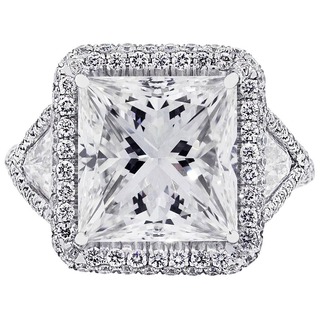 GIA Certified 5.73 Carat Princess Cut Engagement Ring