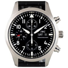 IWC Stainless Steel Pilots Chronograph Black Dial Automatic Wristwatch  