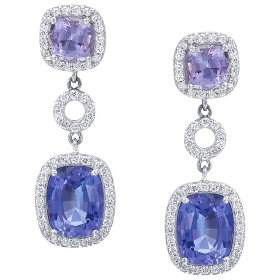 Tanzanite and Diamond Statement Earrings For Sale