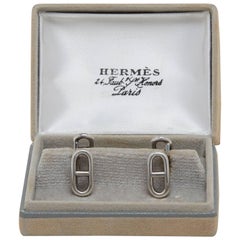 Vintage Sterling Silver Nautical Chain Link Hermès Cufflinks