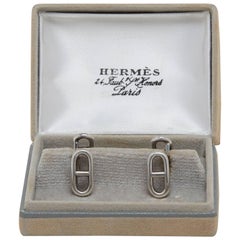 Retro Sterling Silver Nautical Chain Link Hermès Cufflinks