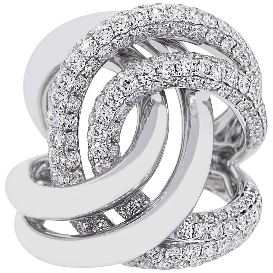 Diamond Swirl Cocktail Ring