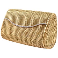 1960s Classic 18 Karat Mesh Gold and Diamond Clutch Handbag