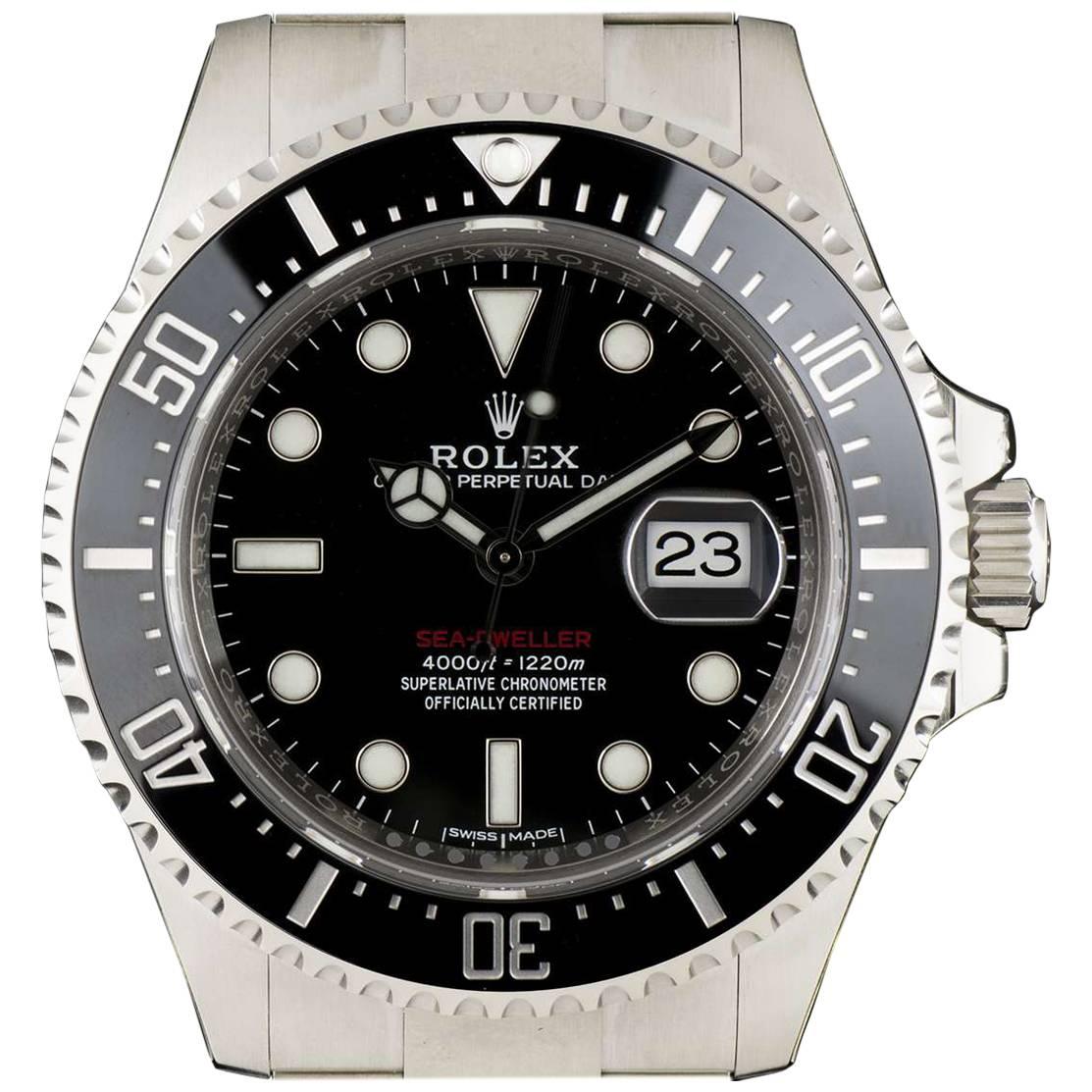 Rolex Stainless Steel Red Writing Sea-Dweller Automatic Wristwatch Ref 126600 