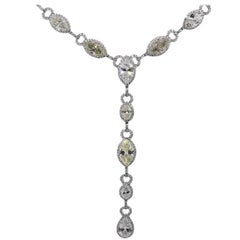 Natural 22.5 Carat Multi-Shape Diamond Drop Platinum Lariat Necklace In Stock