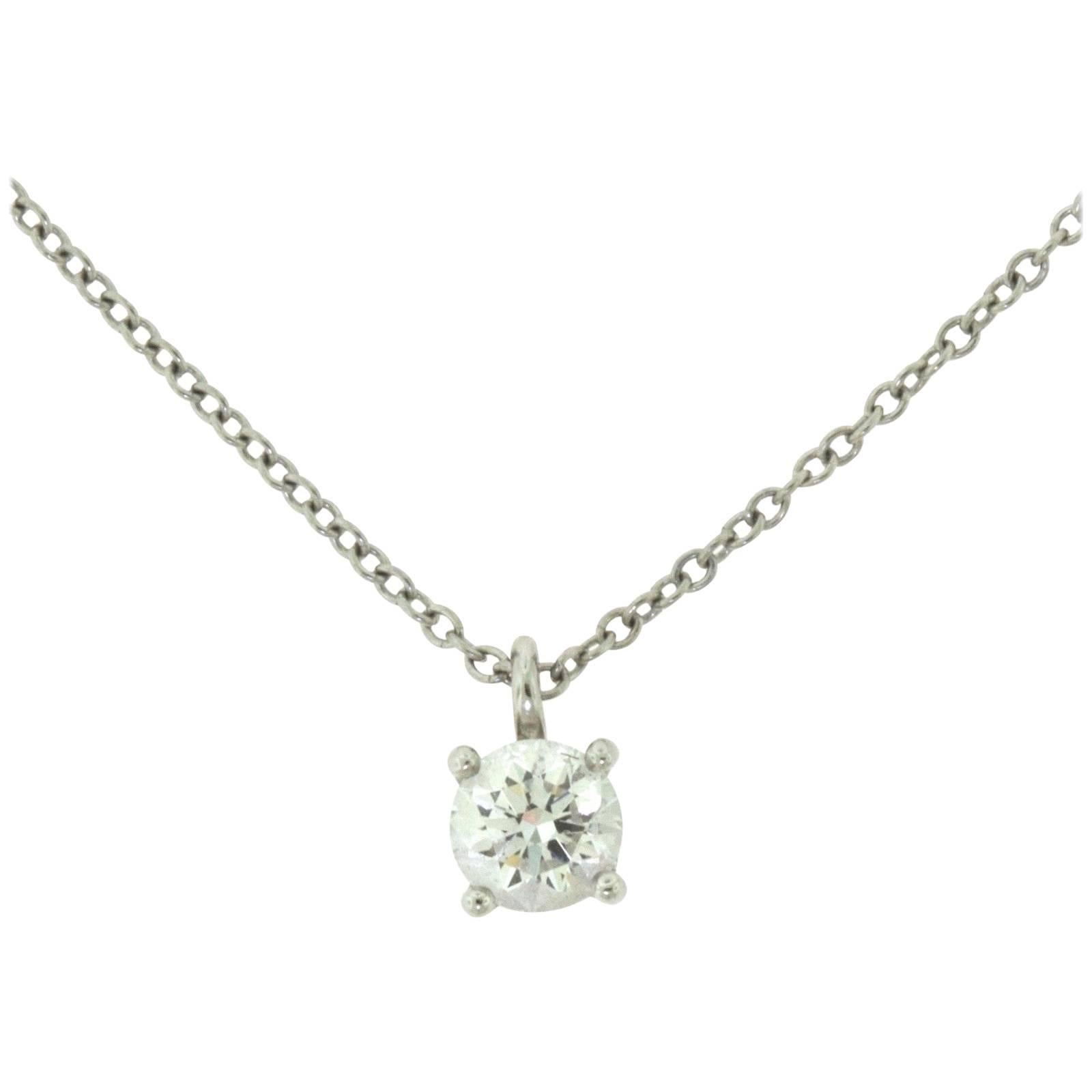 Tiffany & Co. Tiffany Solitaire Diamond Pendant Necklace in Platinum For Sale