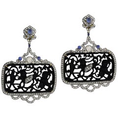 Black Jet Earring with Diamonds