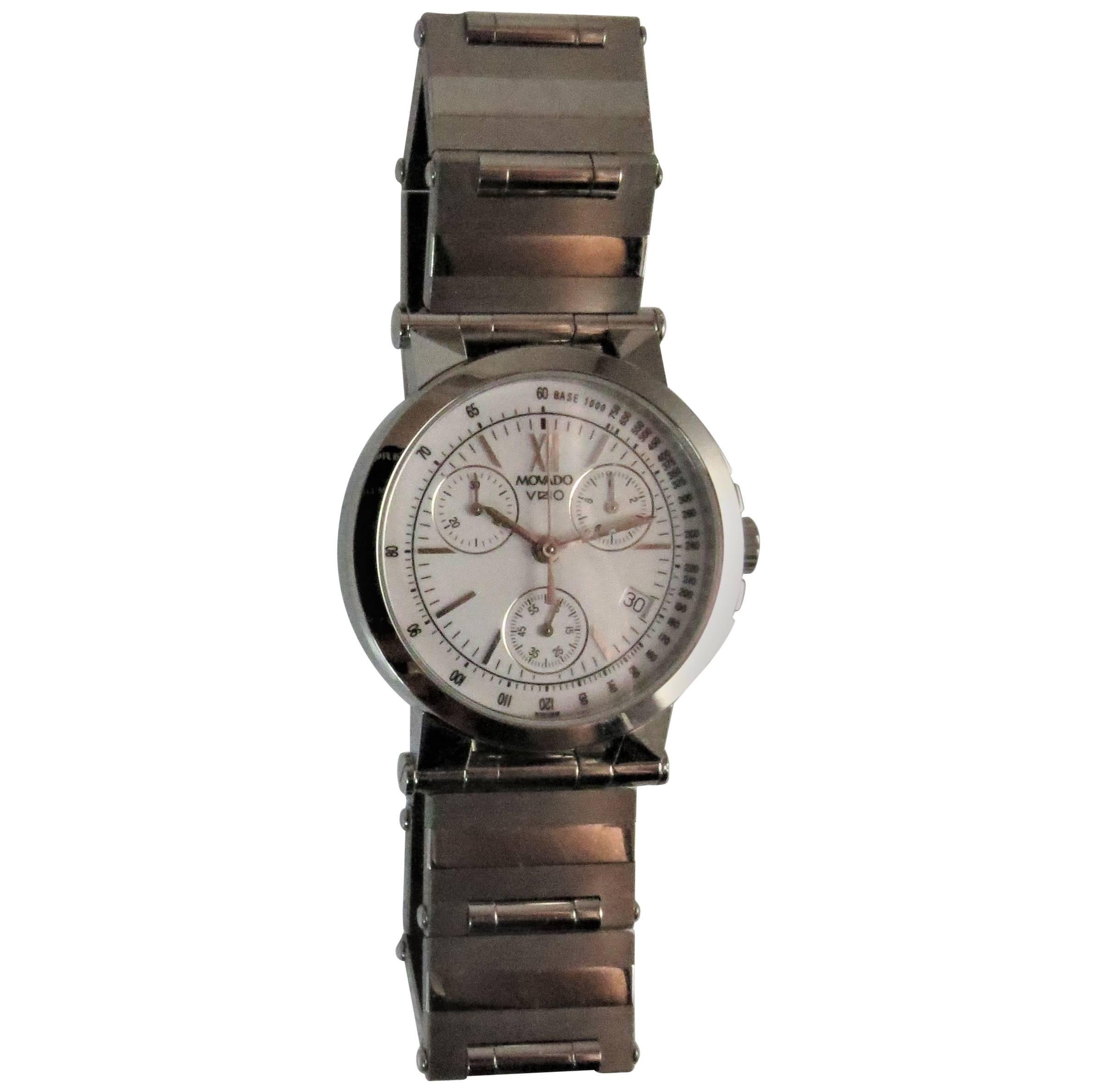 Movado  Stainless Steel Vizio Chronograph Quartz Bracelet Wristwatch For Sale