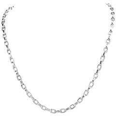 Italian High Polish White Gold Link Chain Necklace