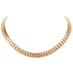Italian Fancy Link Matted and Polished 14 Karat Yellow Gold Necklace