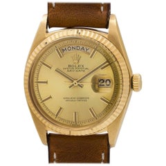 Rolex Yellow Gold Day Date Fat Boy Self Winding Wristwatch circa 1968, Ref 1803